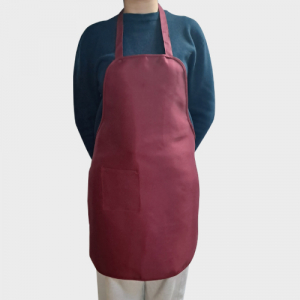 목걸이형 무지 진빨강 앞치마 주머니1개