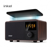 인켈 INKEL (월넛)무선충전 블루투스 스피커 라디오 시계