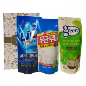 세제 3종 세트- 2호 (리큐 진한겔, 무균 무때 욕실용, 그린주방세제)