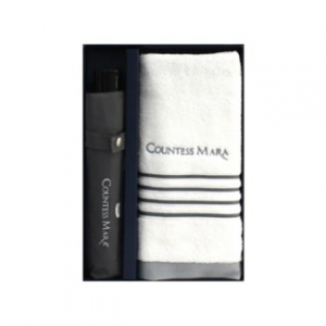 송월 우산 수건 콤보세트 CM 3단 폰지 우산 1개, CM 포라인40 타올 1장 2매입 세트