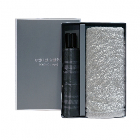 송월 우산 수건 콤보세트 송월 3단 모던체크 1개, 송월 뉴컬러 무지40 1장 2매입(상하박스) #2