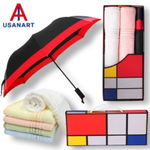 우산아트 2단 컬러 보다 우산1P+마시멜로 타올2P- 세트