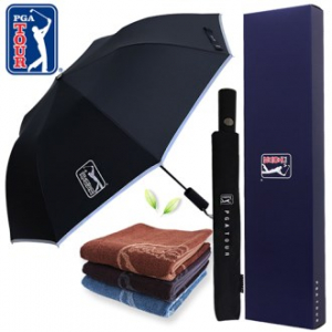 PGA 2단 자동 리플렉티브 우산 + 170g 죽사 타올세트