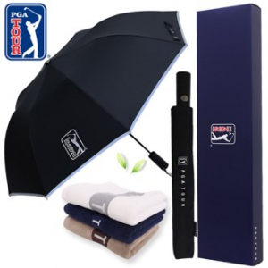PGA 2단 자동 리플렉티브 우산 + 130g 면사 타올세트