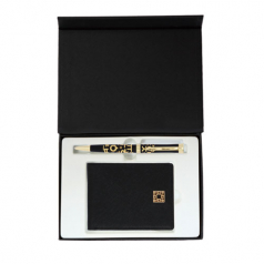 한글 볼펜 금장 완자문 소가죽 반지갑 기념품