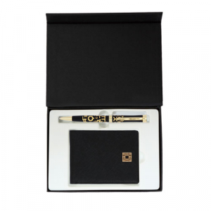 한글 볼펜 금장 완자문 소가죽 반지갑 기념품