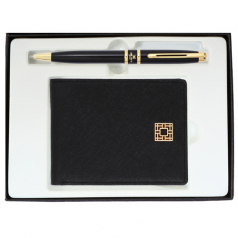 고급 블랙 금장 볼펜 완자문 소가죽 반지갑