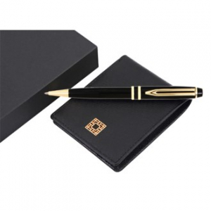 워터펜 블랙 완자문 소가죽 반지갑 회의용 볼펜
