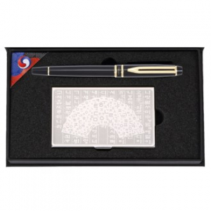 금장 블랙 수성펜 훈민 부채 금속 명함케이스