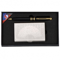 자체제작 볼펜 훈민  한글 부채 금속 명함함