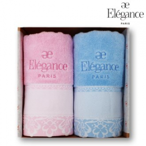 엘레강스 E-21 덴텔 칼라 전사 세면타올 2매 세트 40x80cm, 타올