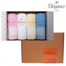 엘레강스 E-21 덴텔 칼라 전사 세면타올 4매 세트 40x80cm, 타올