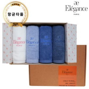 엘레강스 E-21 솔리드 향균 세면타올 4매 세트 40x80cm, 타올