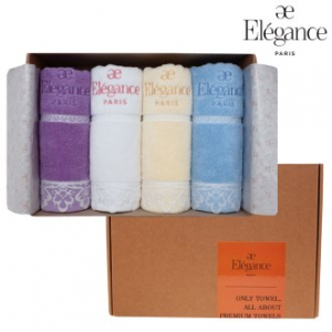 엘레강스 E-21 덴텔 세면타올 4매 세트 40x80cm, 타올