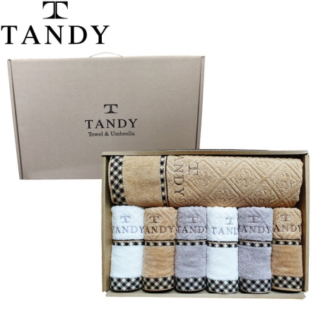 탠디 T - 21 클래식 체크 타올 6p +  클래식체크바스1p  세트 #2