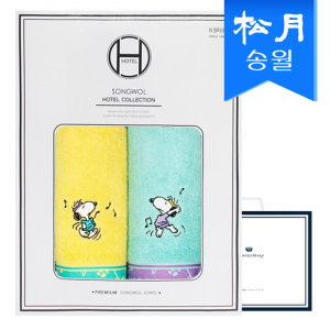 [송월타올] 스누피 뮤직 타올 2매 선물세트 (쇼핑백) s