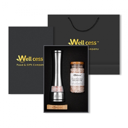 웰세스WG-015S 스텐레스그라인더 히말라야핑크솔트,블랙페퍼 선물세트, 100%암염,미네랄 핑크소금,천연소금,그라인더세트 #2