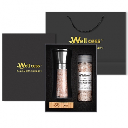 웰세스WG-011S 스텐레스그라인더 히말라야핑크솔트,블랙페퍼 선물세트, 100%암염,미네랄 핑크소금,히말라야소금,그라인더세트 #2