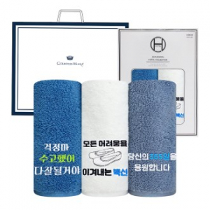 [송월타올] 호텔 향균 타올 170G 2P 세트, 2매 창박스, 쇼핑백 // 백신 응원 자수