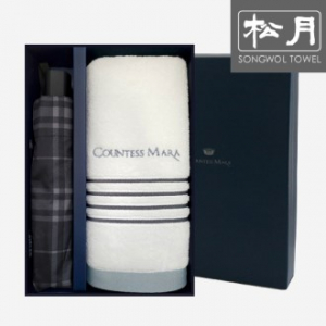 송월 CM 3단 모던 체크 우산 1p+CM 포라인40 타올 1p
