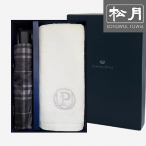 송월 CM 3단 모던 체크 우산 1p + 프레스티지30 타올 1p