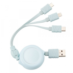 팝폰 마카롱릴타입 (국내생산) 3in1 멀티 케이블 고속충전C타입 (1.2M)