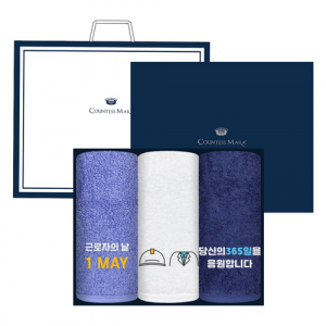 [송월타올]호텔 향균 타올 180g 3P 세트3매 고급박스, 쇼핑백근로자의 날 자수