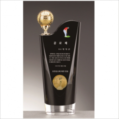 블랙  화이트 골프 크리스탈 트로피