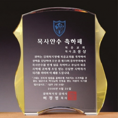 화이트 옐로우 투톤 통 크리스탈 상패 #2