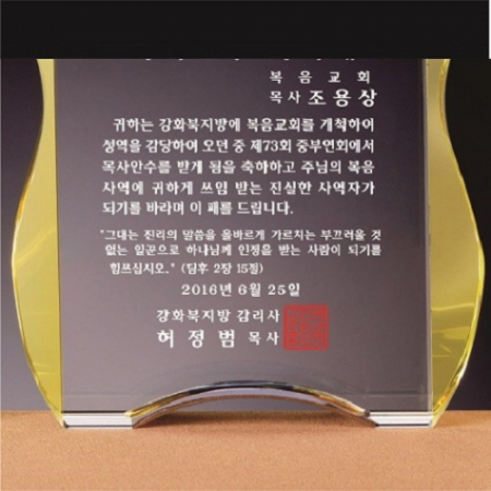 화이트 옐로우 투톤 통 크리스탈 상패 #4