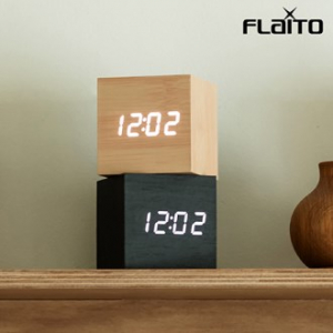 우드 정사각 LED 탁상시계