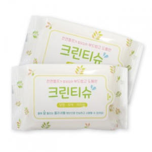 물에 풀리는 천연펄프 종이 물티슈 (30매- 나뭇잎)