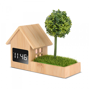 우드쇼 F010 해피트리 리얼 우드 LED 시계 흑경