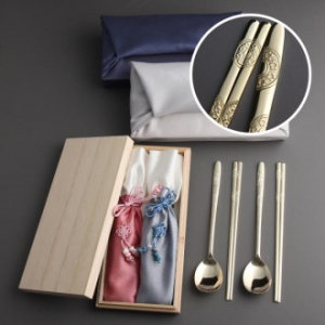초롱 골드 수저 2인용, 비단수저집 +홑보자기