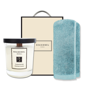 시즈넬 고급선물세트 소이 캔들 220g + 향균 타올