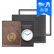 송월 타올 시계 선물세트 (메이저 타월 150g 1p +욕실 흡착 시계 1p) +쇼핑백 s