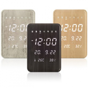 한눈에 우드 데일리 온습도 LED 인테리어 벽시계