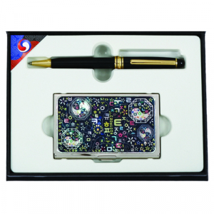 고급 금장 볼펜 한글 태극 자개 명함케이스