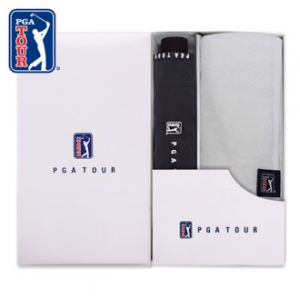 PGA 3단 수동 로고 바이어스 우산 + 180g 모달 면사 타올세트