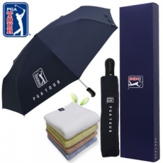 PGA 3단 70 무지 완전 자동우산 + 180g 모달 면사 타올세트