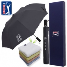 PGA 2단 자동 로고 바이어스 우산 + 180g 모달사 타올세트