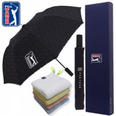 PGA 2단 자동 엠보선염 바이어스 우산 + 180g 모달사 타올세트