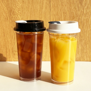 티스카페 투명 리유저블 텀블러 + 스토퍼