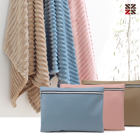 엠보싱극세사담요 + 가죽파우치세트 #2