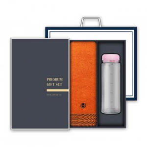 송월 프리미엄 선물세트 (호텔컬렉션 어로우40 세면타올 1매 + 마이보틀 500ml 1개)