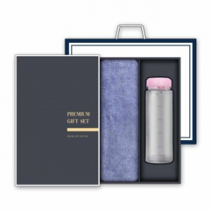 송월 프리미엄 선물세트(향균 타올 180g 1매 + 마이보틀 500ml 1개)