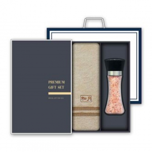 송월 프리미엄 선물세트(노을 40 타올 1매 + 핑크솔트 200g 1개)