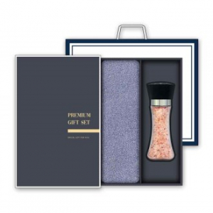 송월 프리미엄 선물세트( 40수 160g 타올 1매 + 핑크솔트 200g 1개)