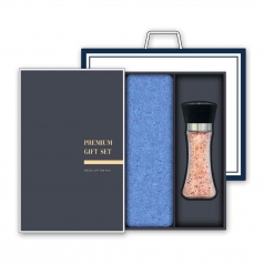 송월 프리미엄 선물세트 (프리미엄 무지 세면타올 타올 1매 + 핑크솔트 200g 1개)