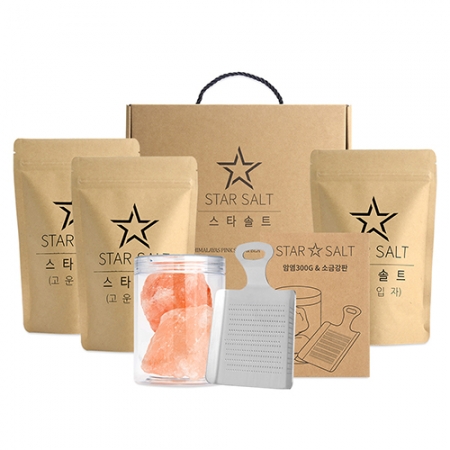 스타솔트 SS-01 히말라야핑크솔트 암염300G+소금강판+핑크소금 고운입자300GX3 세트 #2